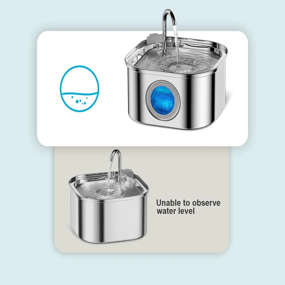 Fontaine à Eau pour Chat en Acier Inoxydable — 3,2 L, Filtrée & Silencieuse
